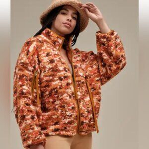 UGG Women's Marlene Jacket Boucle Orange and Brown Teddy Jacket. Size Large NWT